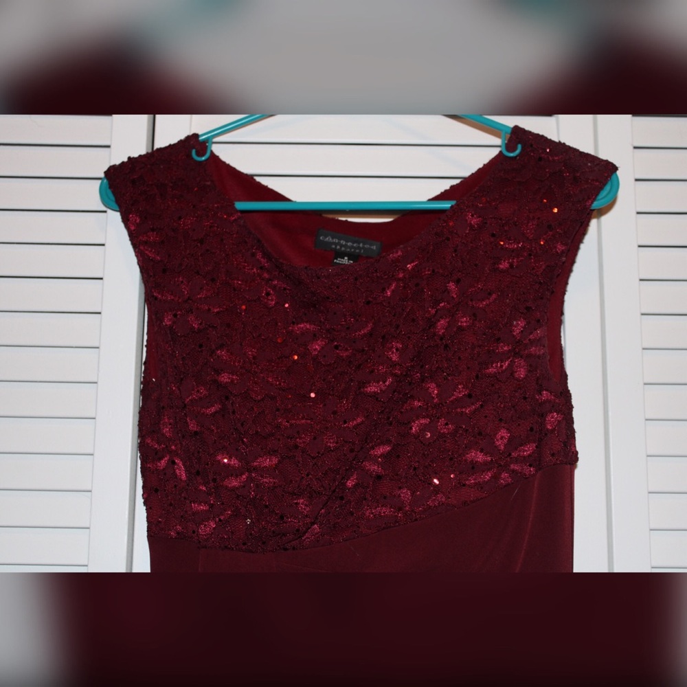 Burgundy Faux Wrap Dress